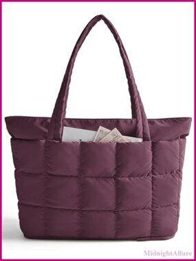 Expandable Puffer Tote Bag Water Resistant Lightweight Travel Work Bag